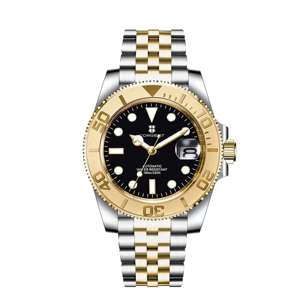 40mm Corgeut Watch Man100M Waterproof Sapphire Glass Two Tone Gold nh35 Mechanical Automatic Wristwatches for Men Reloj 40MM