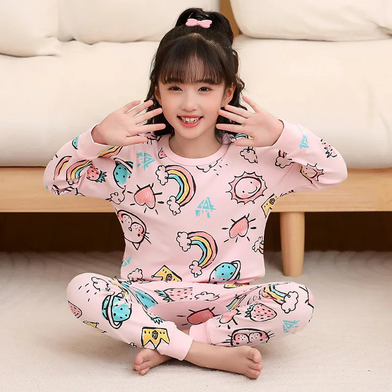 Children's Pajamas Set Cartoon Panda Kids Sleepwear Baby Boys Clothes Sleep Suit Cotton Pyjamas Infant Nightwear For Girls