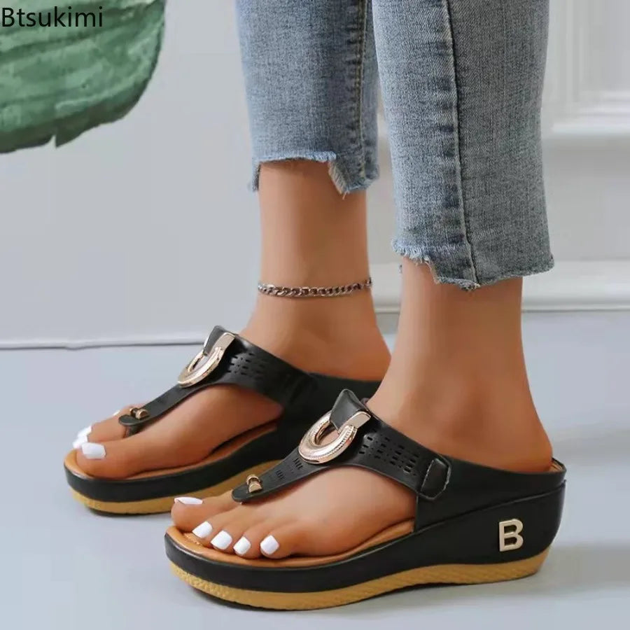 Summer Sandals Women 2026 Big Size Platform Sandals Wedges Flip Flops Shoes Comfortable Slippers Ladies Non-Slip Open Pantuflas