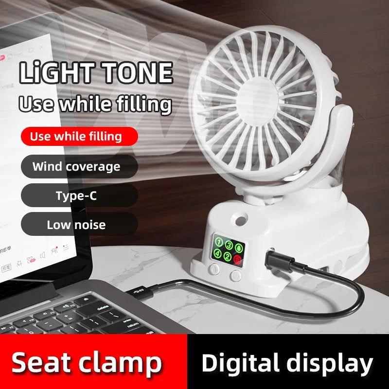 New Mini Fan Refrigerating Clip Spray Fan Rechargeable Office Dormitory Outdoor Multi-Functional Desktop Clip Fan Moisturizing