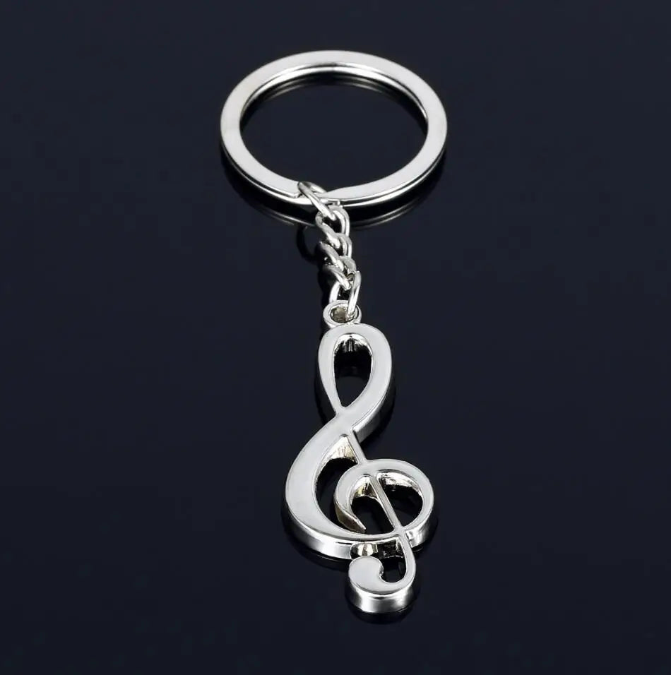 Hot Nw Metal Musical note Key chain Cool Luxury Car Key Ring Musical Bag pendant Keychains For Man Women Gift jewelry K1602