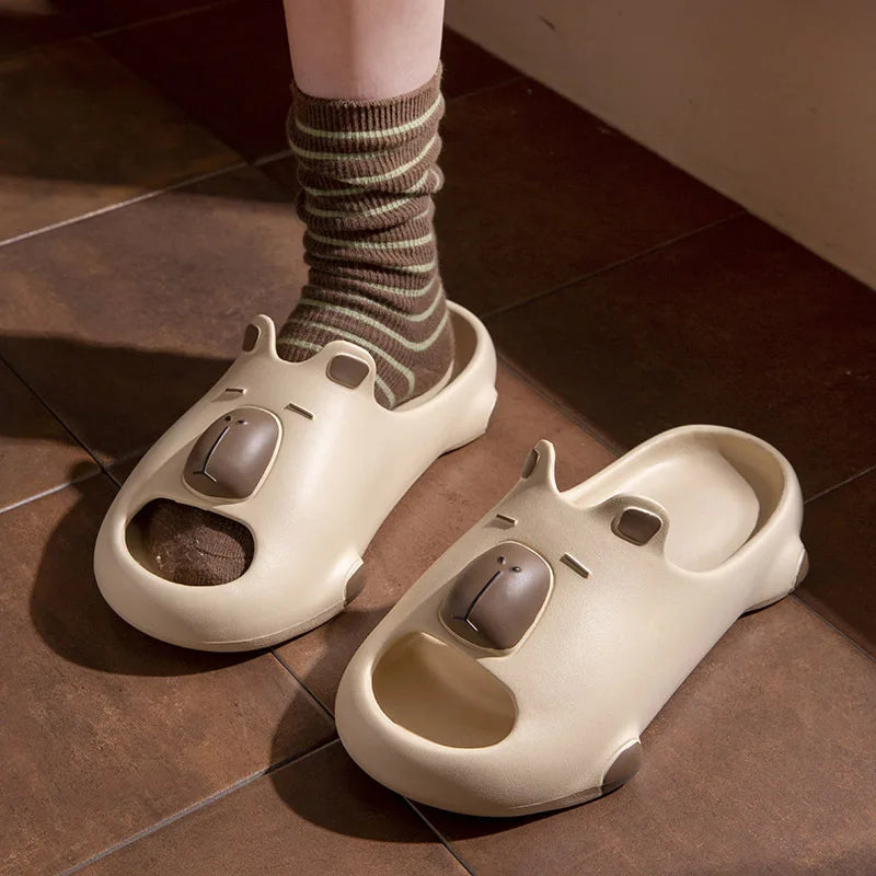 Women Cute Cartoon Capybara Slippers Men Popular Summer EVA Sandals Couple Unisex  Home Shower Slides Indoor Outdoor House Shoes