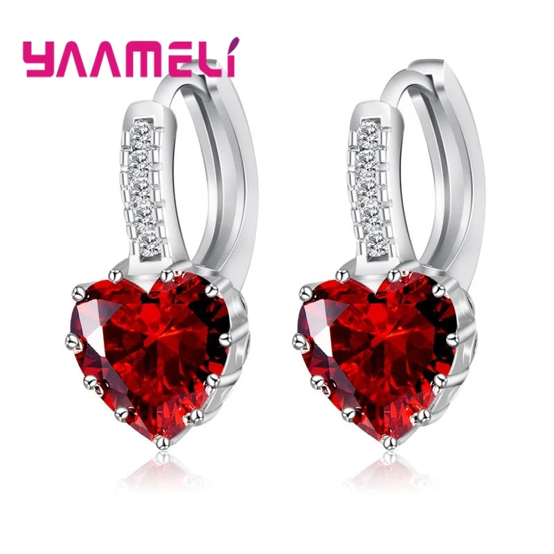 Big Sale 925 Sterling Silver Loop Hoop Earrings Candy Color Cubic Zircon Charms Women Jewelry Wedding Accessory Brincos