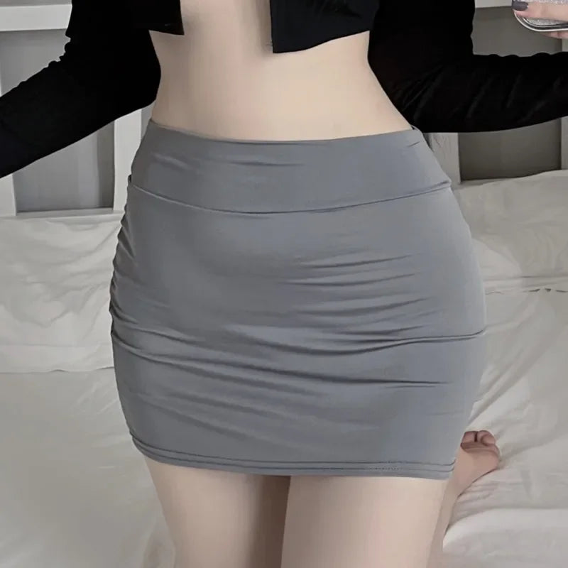 Bodycon High Waist Tight Package Wrap Hip Pencil Mini Skirts Sexy Casual Black White for Women Night Club Party Wear Short Skirt