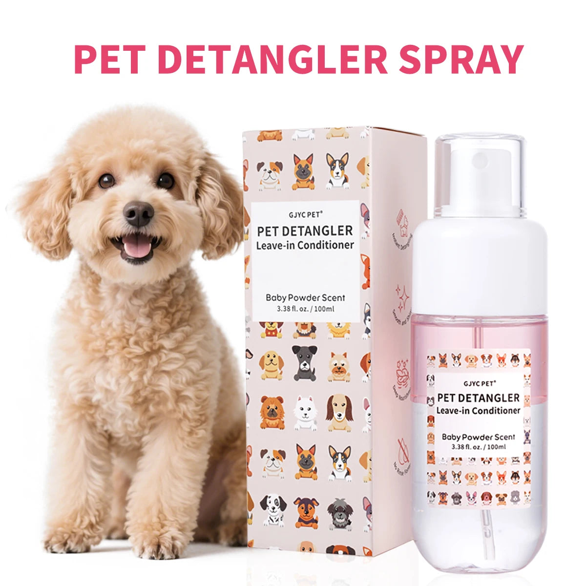 Pet Hair Detangler Spray 120ml Lavender Scent Alcohol Free Detangles Smooths Softens For All Breeds Dogs Cats Daily Grooming