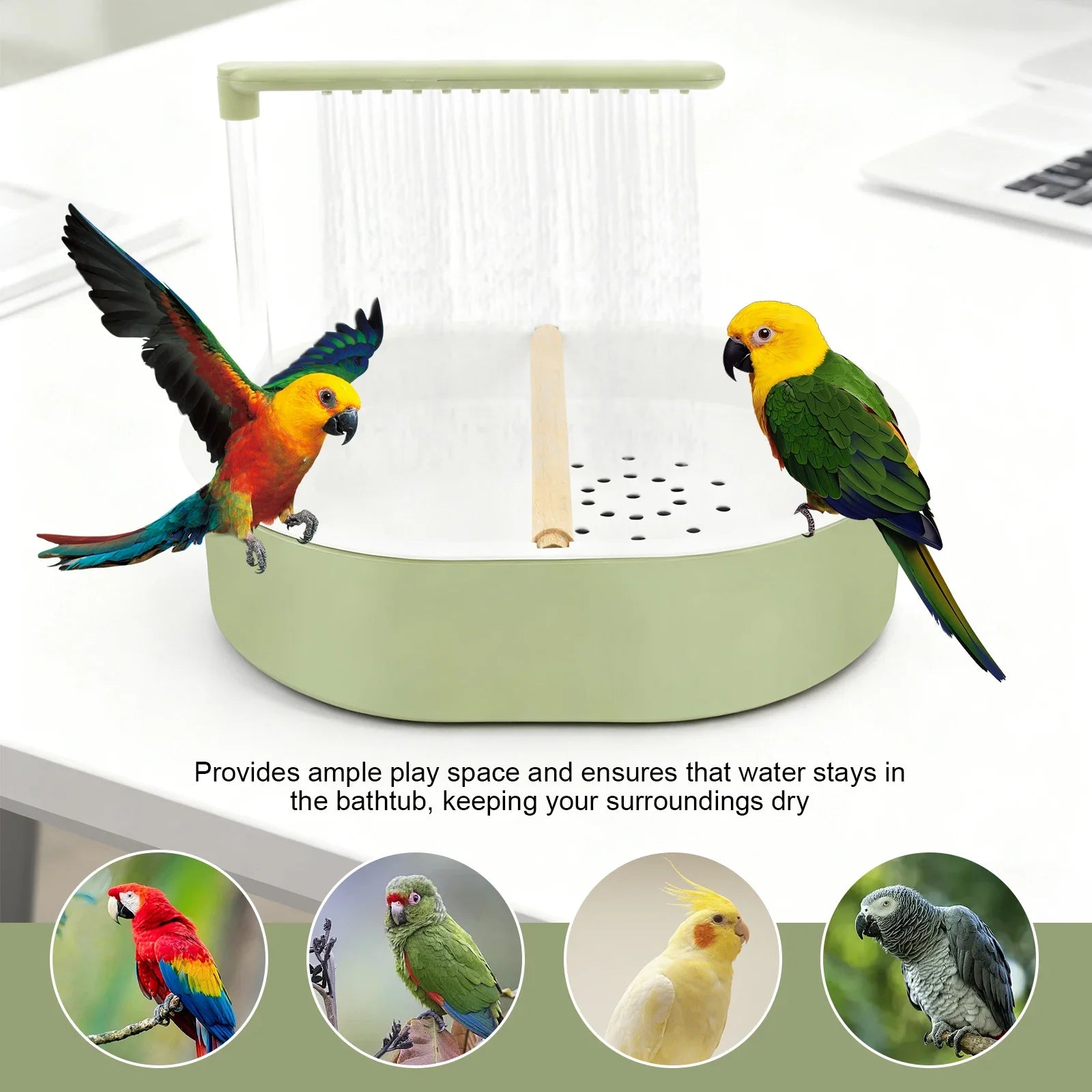 Parrot Automatic Bird Bath Tub Shower Fountain USB Electric Circulating Faucet Pet Large Bird Bathtub Cleaning Supplies