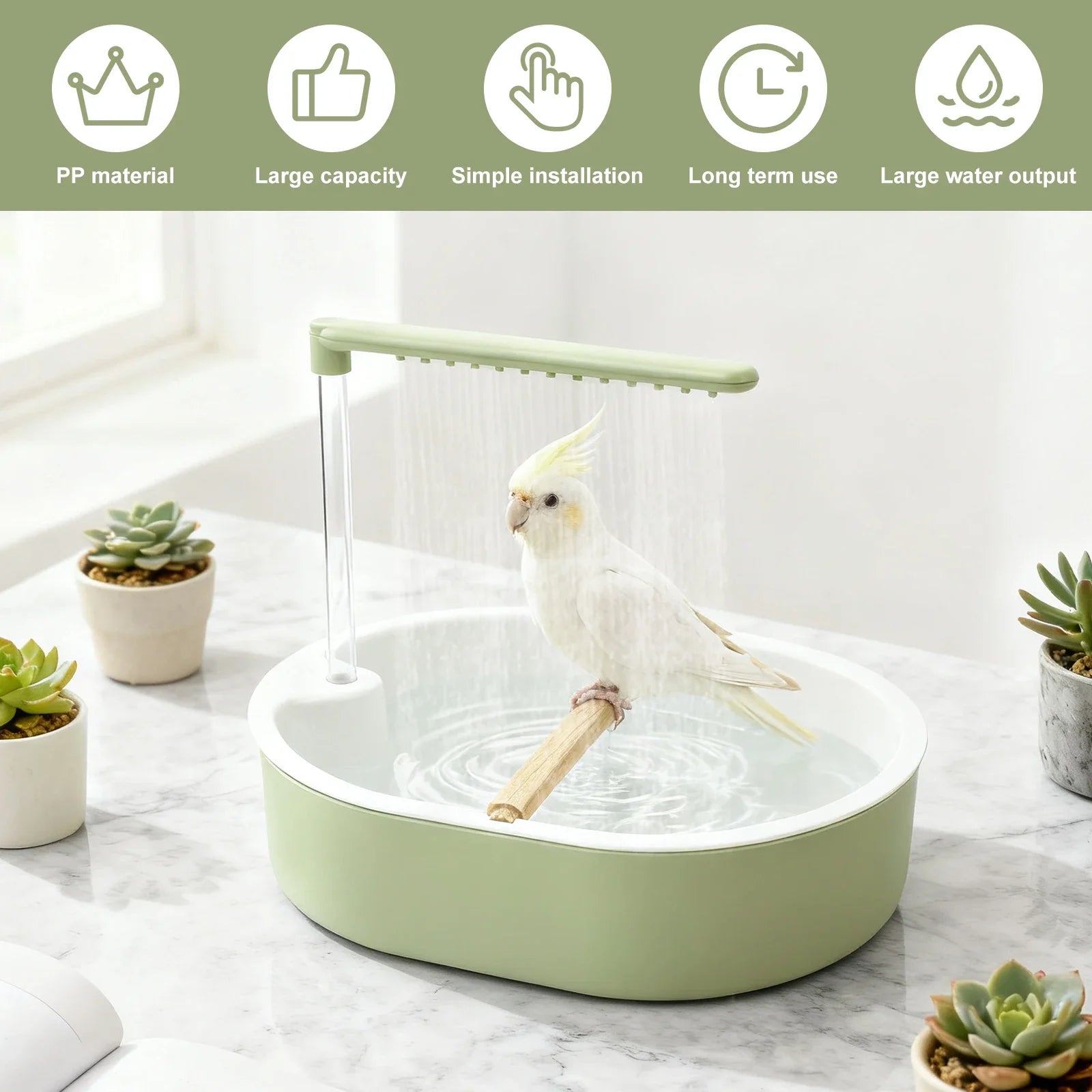 Parrot Automatic Bird Bath Tub Shower Fountain USB Electric Circulating Faucet Pet Large Bird Bathtub Cleaning Supplies