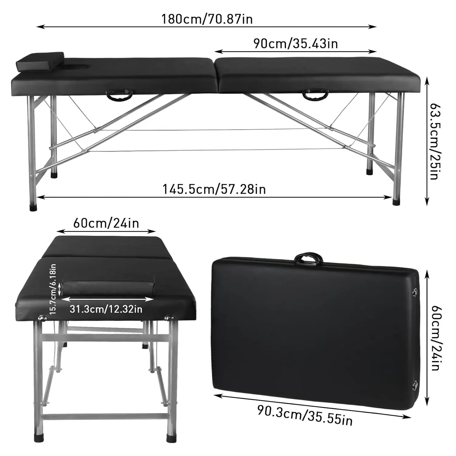 Portable Folding Massage Table – 2-Section Lightweight Salon & Spa Bed for Tattoo, Facials, Massage Therapy –, Customized