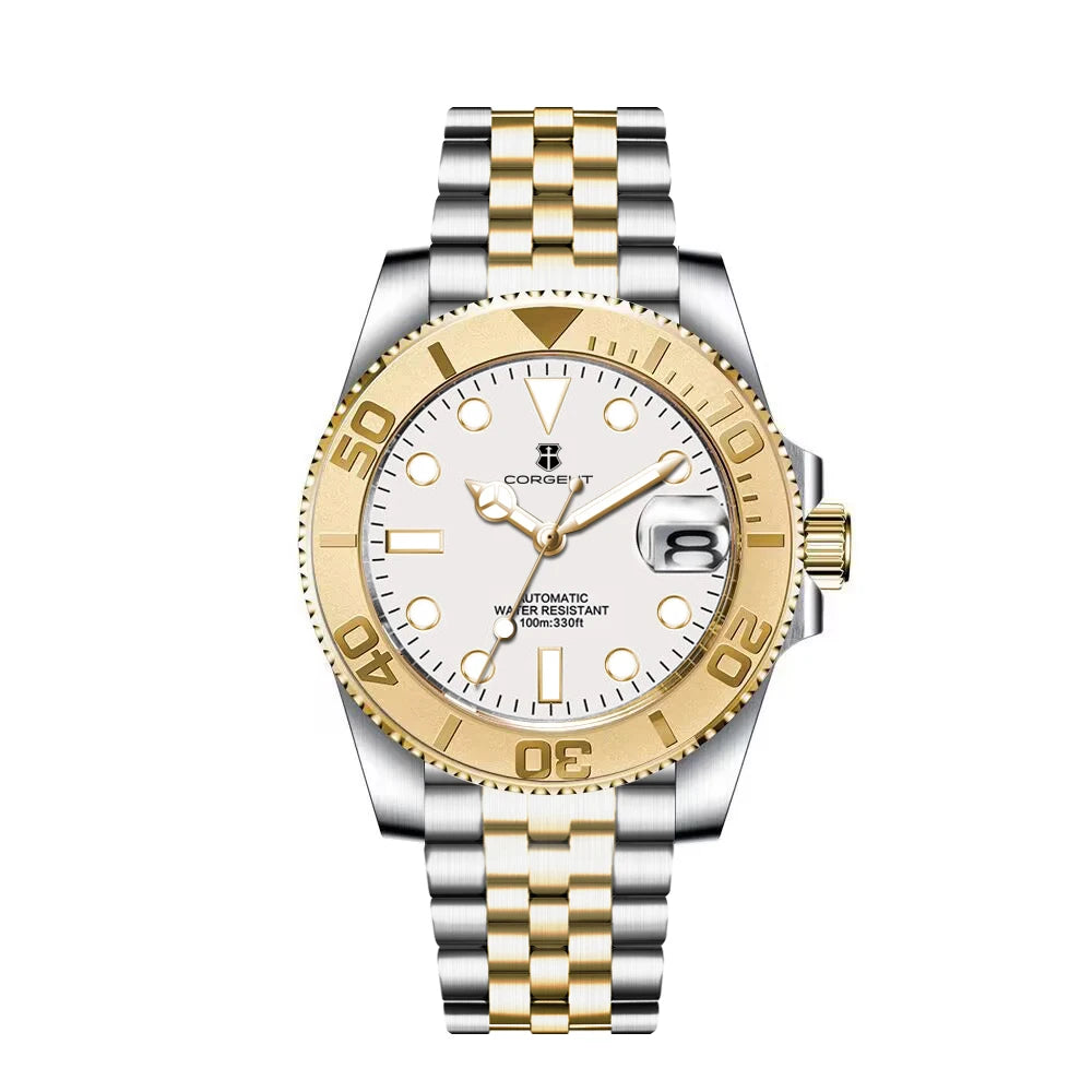 40mm Corgeut Watch Man100M Waterproof Sapphire Glass Two Tone Gold nh35 Mechanical Automatic Wristwatches for Men Reloj 40MM