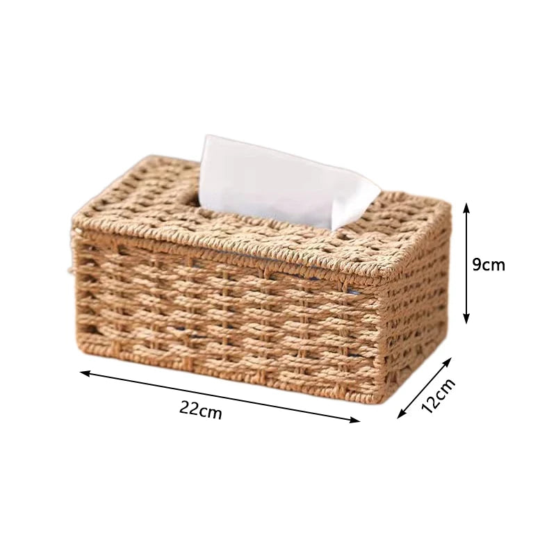 Tissue Box Handmade Woven Tissue Box Vintage Napkin Holder High Appearance Tissue Paper Holder Living Room Table Decoration