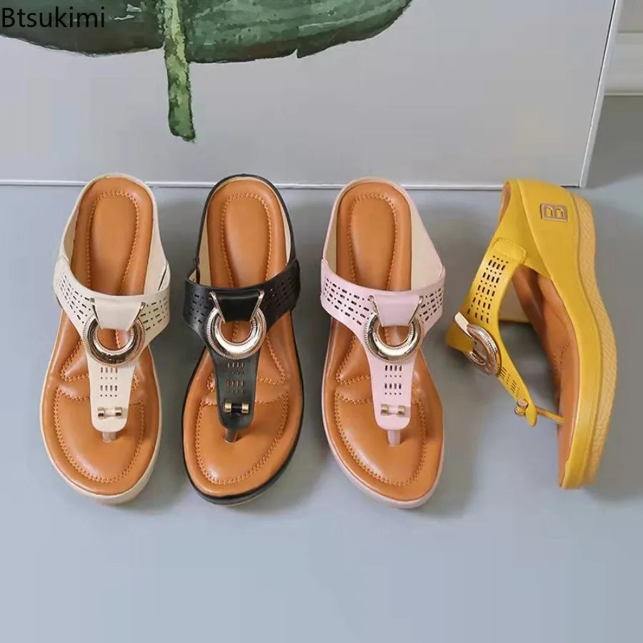 Summer Sandals Women 2026 Big Size Platform Sandals Wedges Flip Flops Shoes Comfortable Slippers Ladies Non-Slip Open Pantuflas