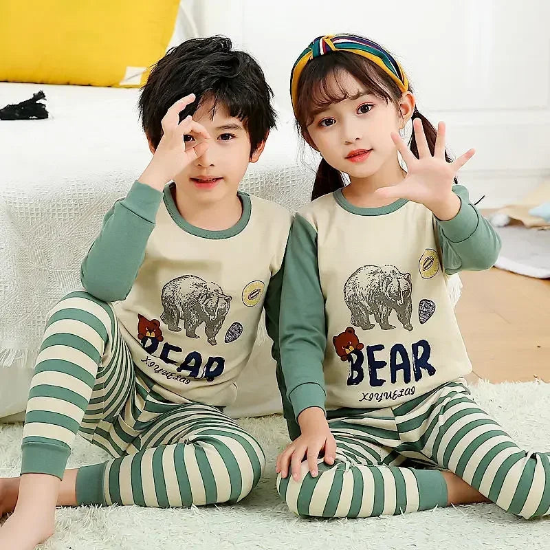 Children's Pajamas Set Cartoon Panda Kids Sleepwear Baby Boys Clothes Sleep Suit Cotton Pyjamas Infant Nightwear For Girls