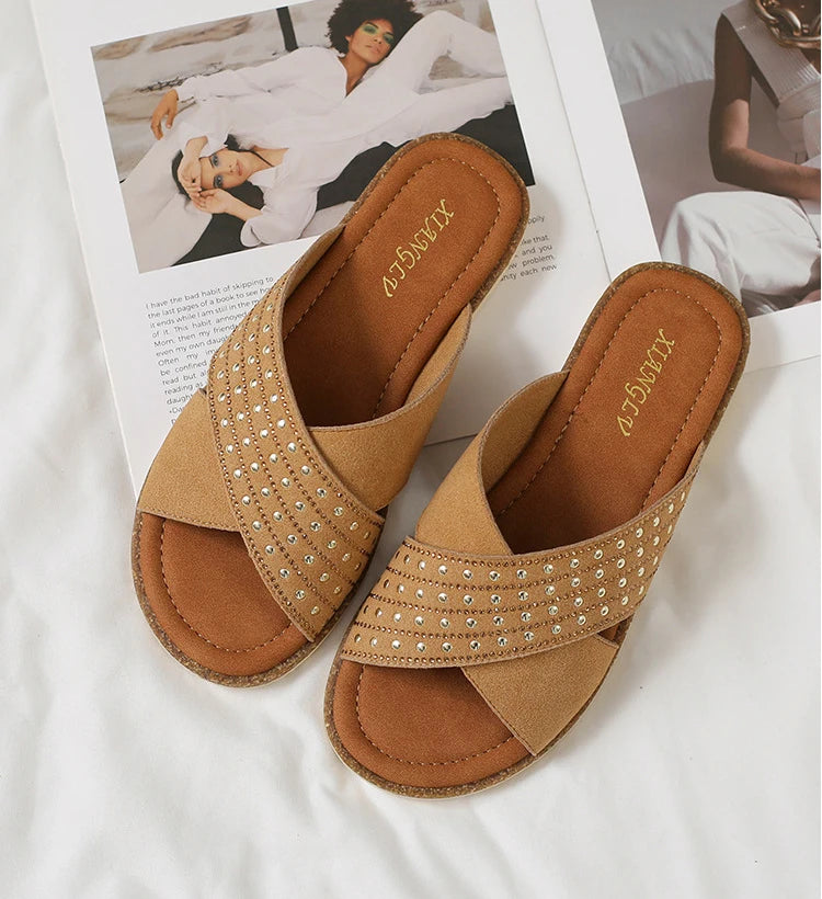 Summer Sandals Shoes for Woman Fashion Outdoor Flat Slippers Sandals Open Toe Casual Beach Slides Shoes Zapatos Para Mujer тапоч