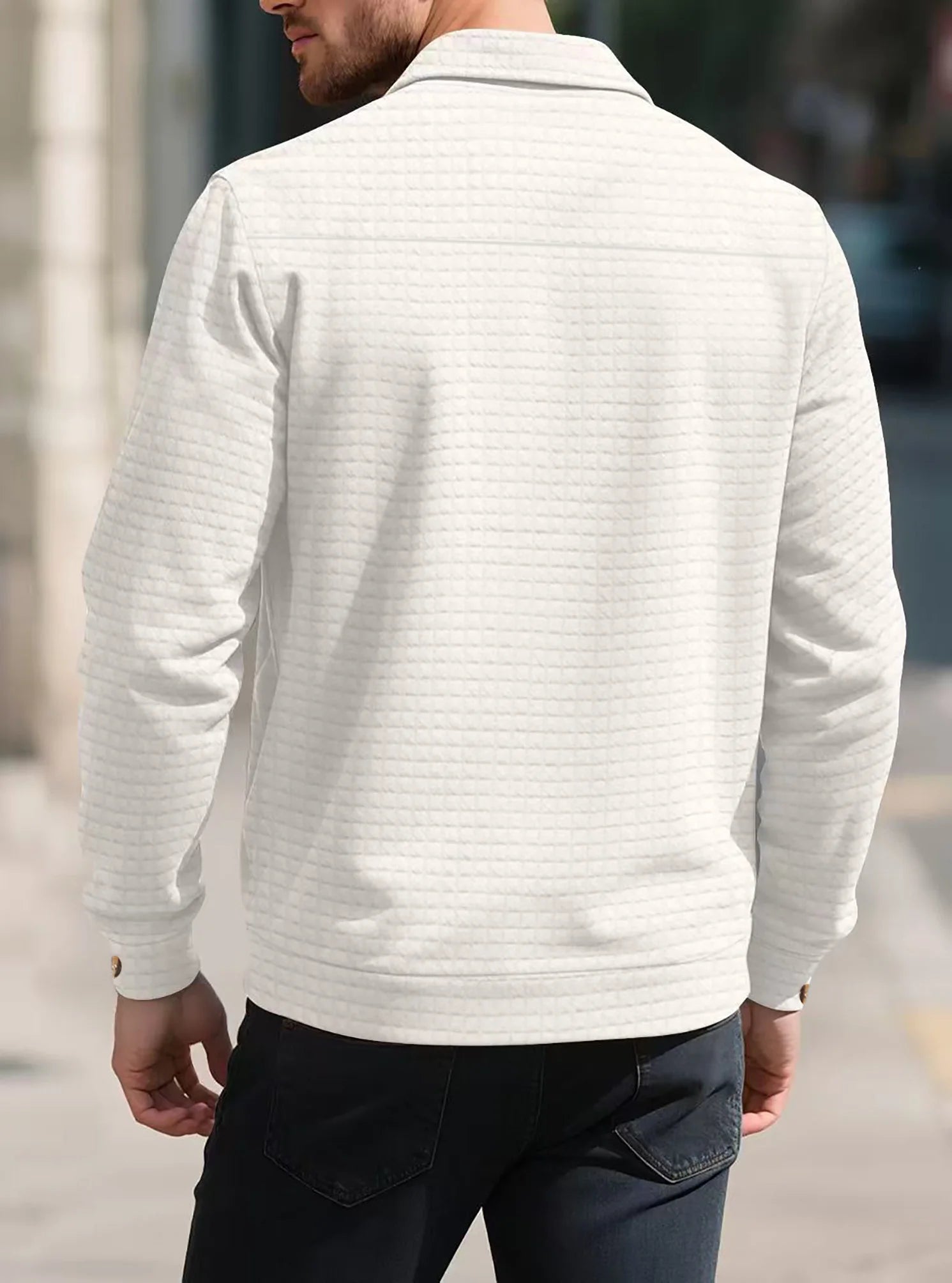 Men's Classic Style Shirt For Spring And Autumn With Multiple Pockets, Long Sleeves, Streetwear, Plain Color, Casual Jacket