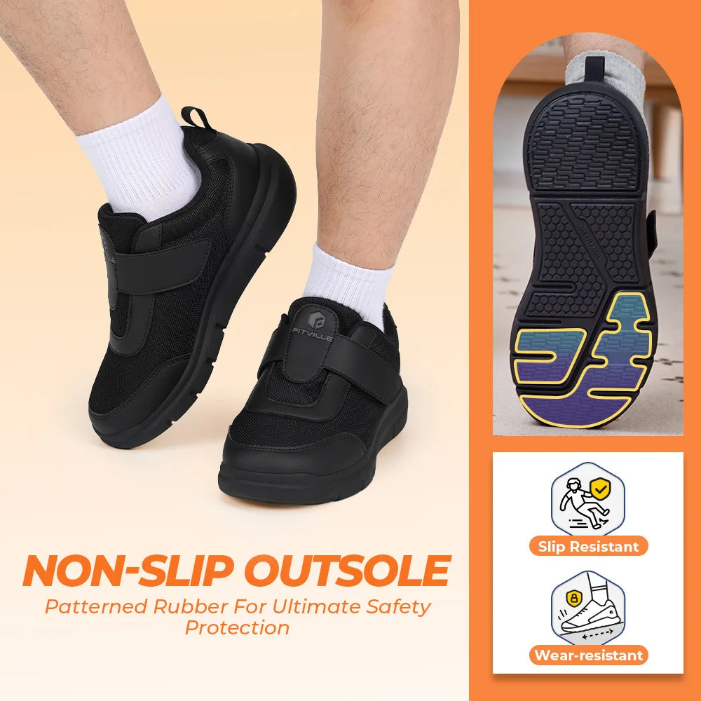 FitVille Diabetic Shoes Mens Extra Wide Width for Swollen Feet Neuropathy Diabetic Pain Relief Lightweight Walking Casual Shoes