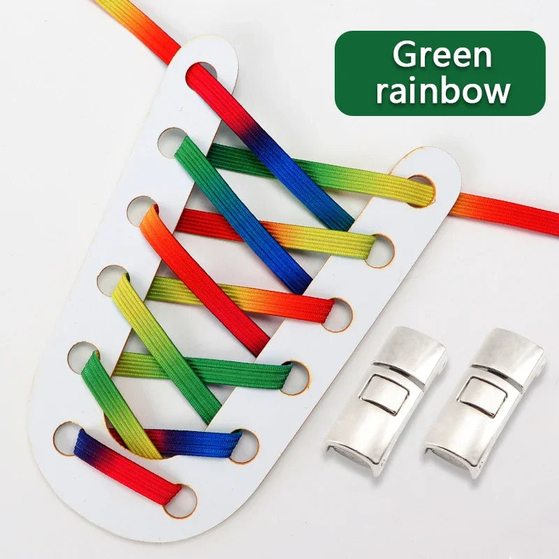 No Tie Shoelaces Flat Elastic Shoe Laces Candy Rainbow Gold Glitter Rubber Bands Cross Lock Shoelace for Sneakers Adults Kids