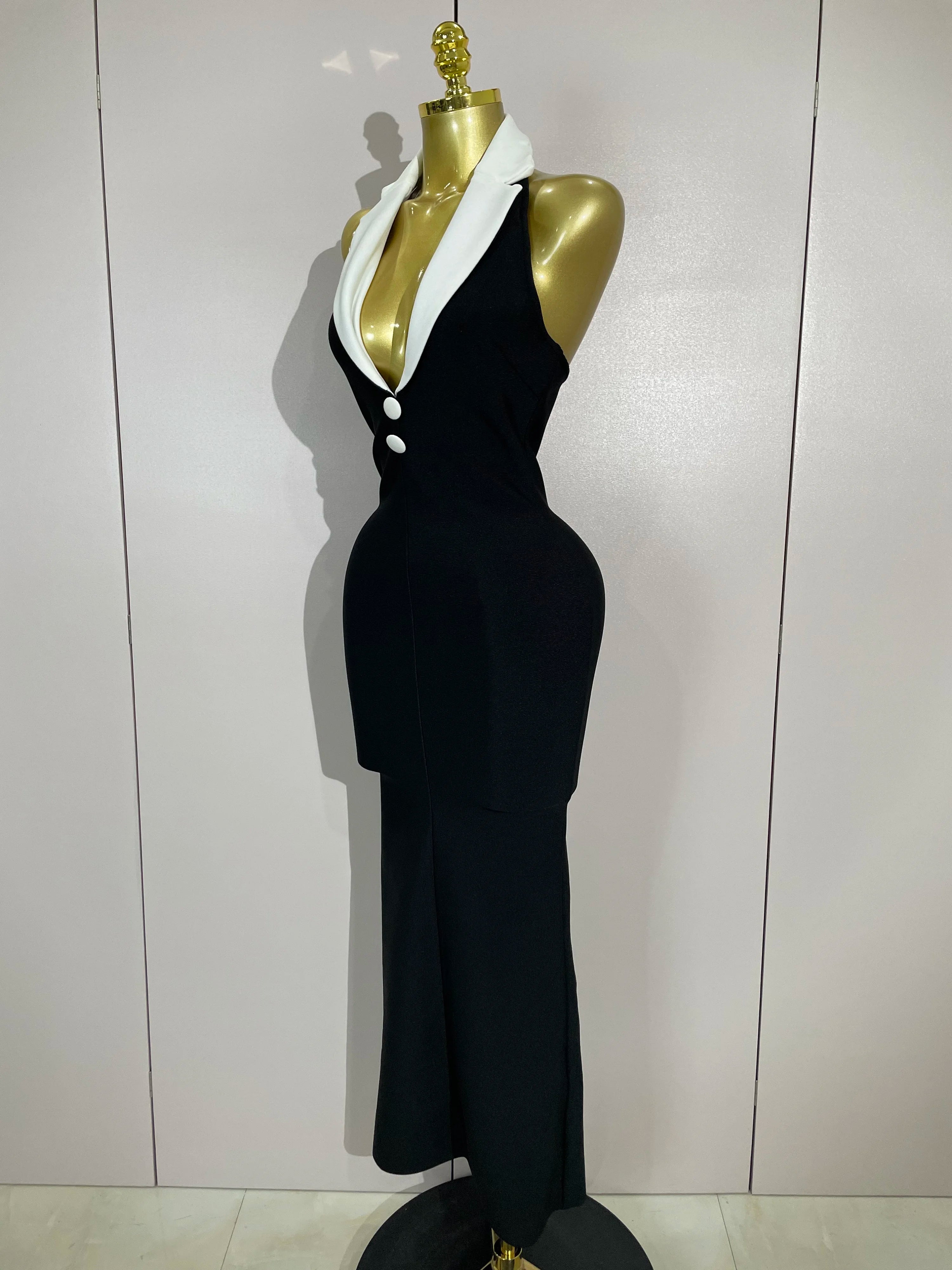 Women Sexy Halter Backless Sleeveless Bodycon Maxi Dress Celebrity Elegant Gown  Club Birthday Evening Party Wedding Dresses