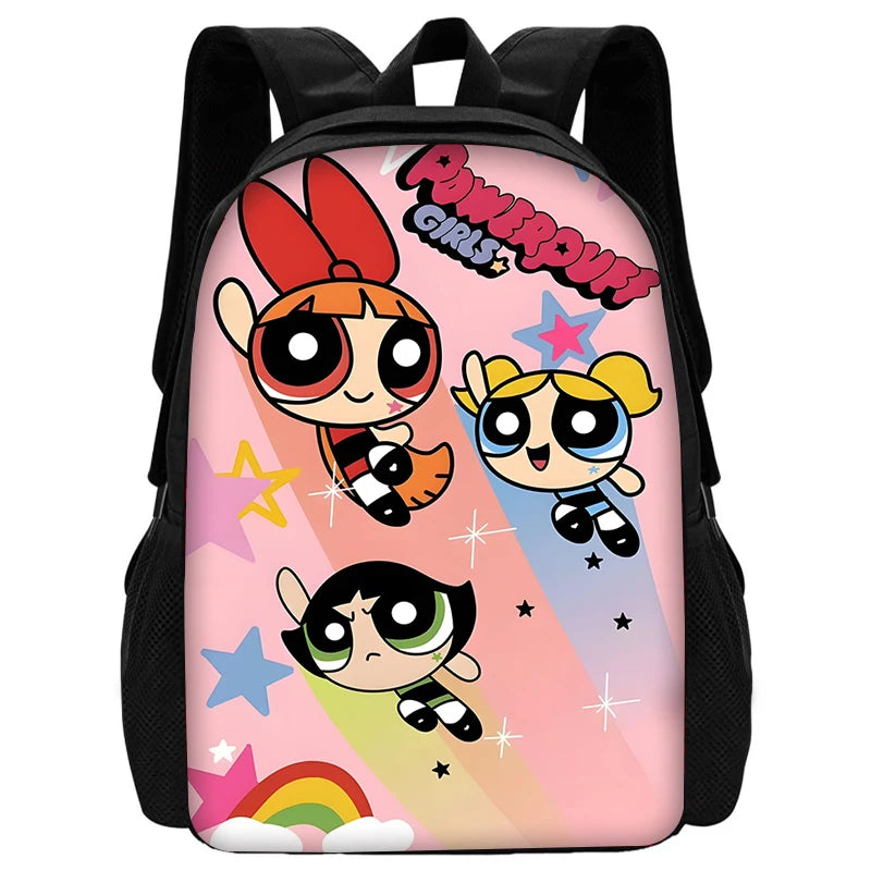 Child Cute Anime Powerpuffs Girlss School Backpack with Lunch Bags ,Pencil Bags ,School Bags for Boys Girls Best Gift