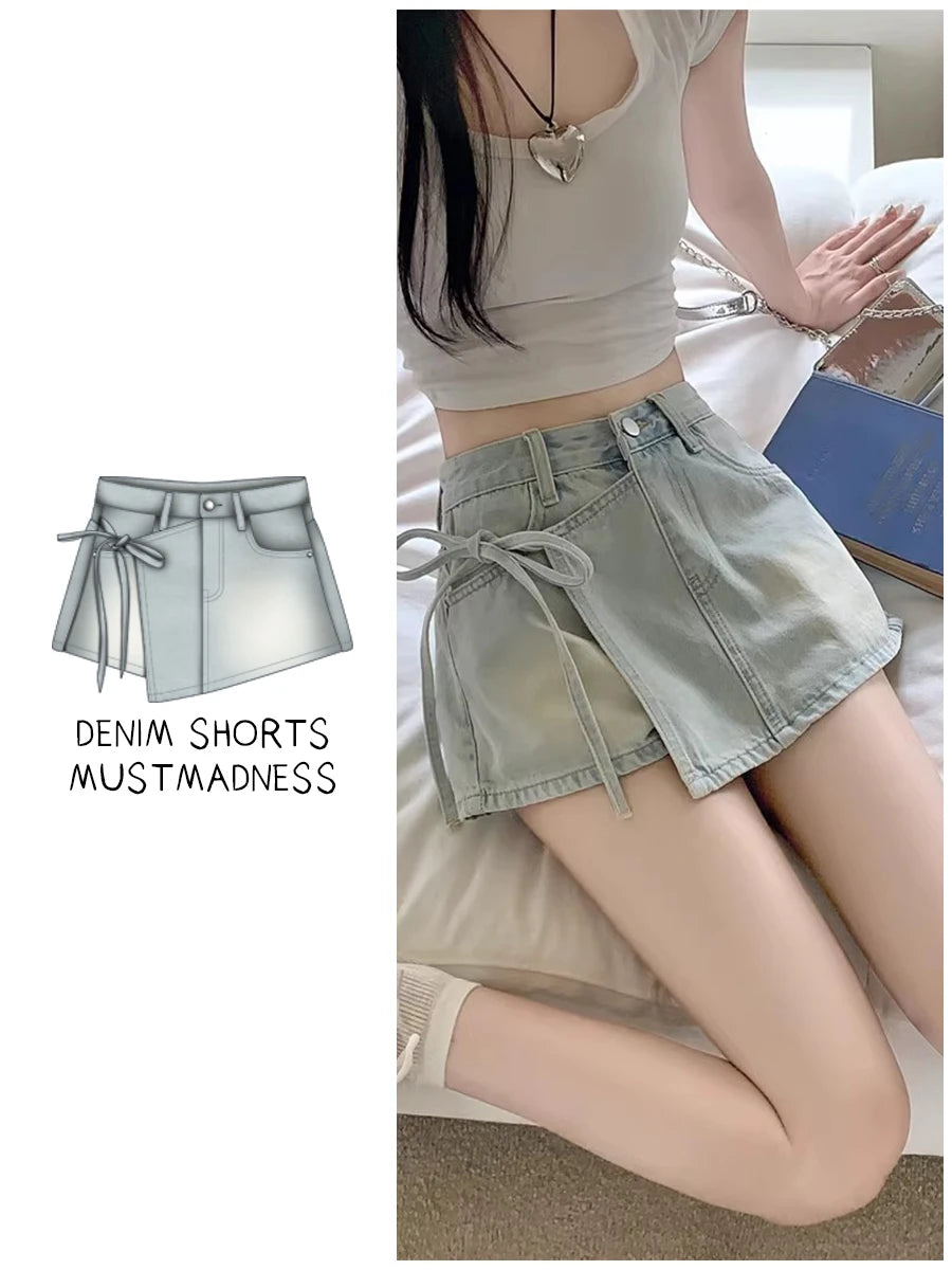 High Waist A-Line Denim Shorts Women's Summer New Style Half-length Skirt Sexy Girls Casual Comfortable Korean Version Short ...
