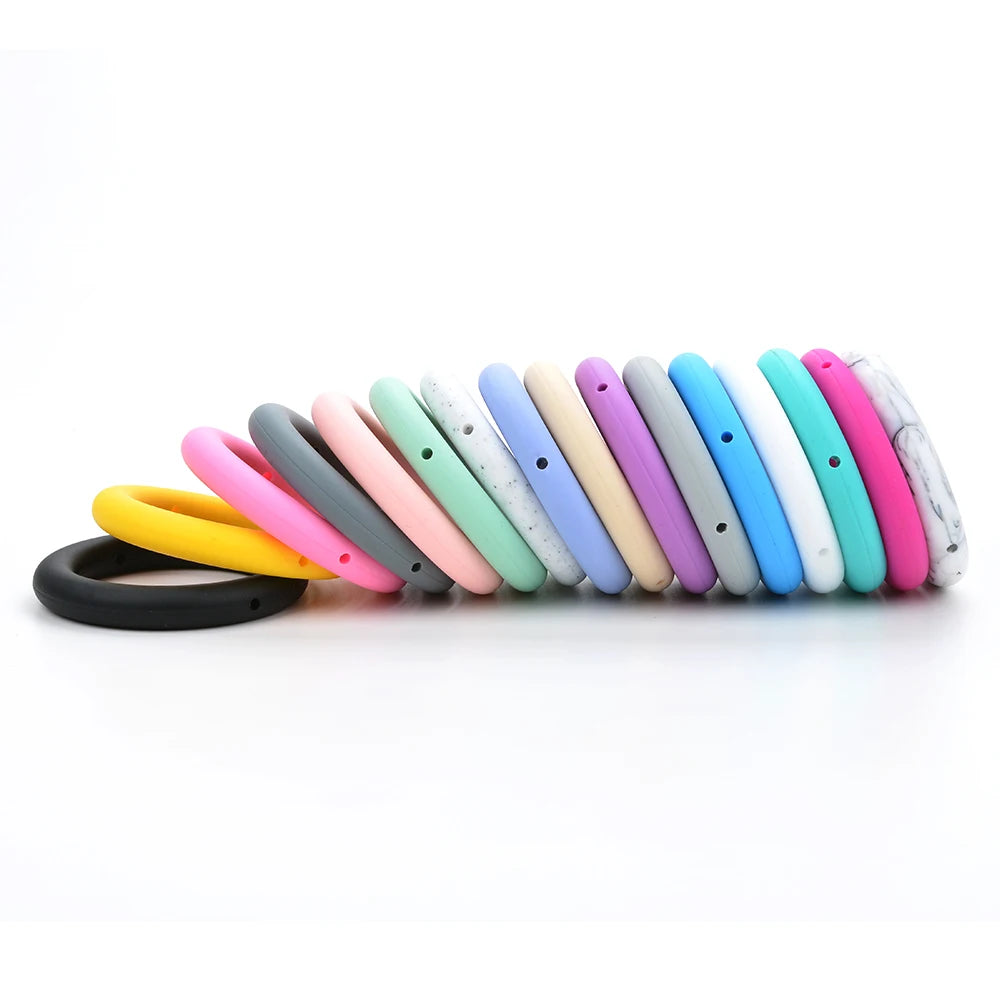 LOFCA Teething Ring 65mm Silicone Beads 3pcs Baby Charm Teether Necklace Pacifier Making BPA Free Food Grade Silicone Jewelry