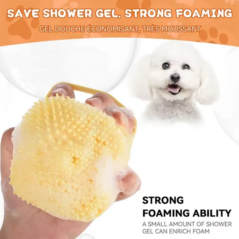 Pet Dog Shampoo Brush 2.7oz 80ml Cat Massage Comb Grooming Scrubber for Bathing Short Hair Soft Silicone Rubber For Puppy Kitten