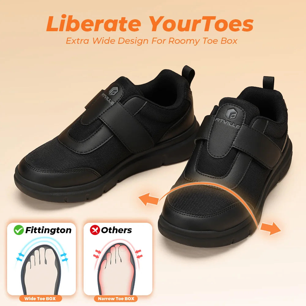 FitVille Diabetic Shoes Mens Extra Wide Width for Swollen Feet Neuropathy Diabetic Pain Relief Lightweight Walking Casual Shoes