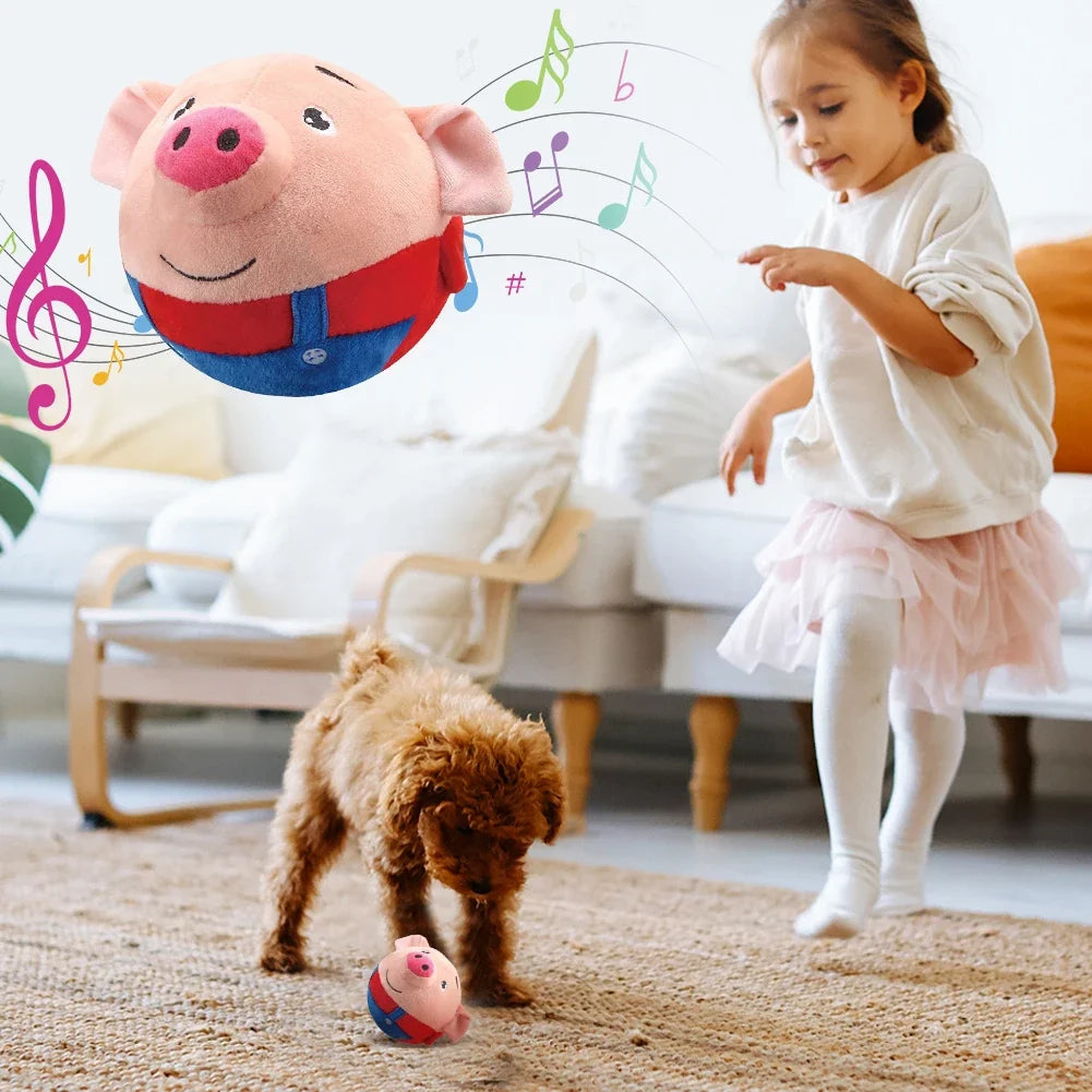 Electronic Pet Dog Toy USB Plush Automatic Bouncing Toy Vibration Ball Bite Puppy Ball Pet Plush Sing Chewing Squeaker Dog Toy