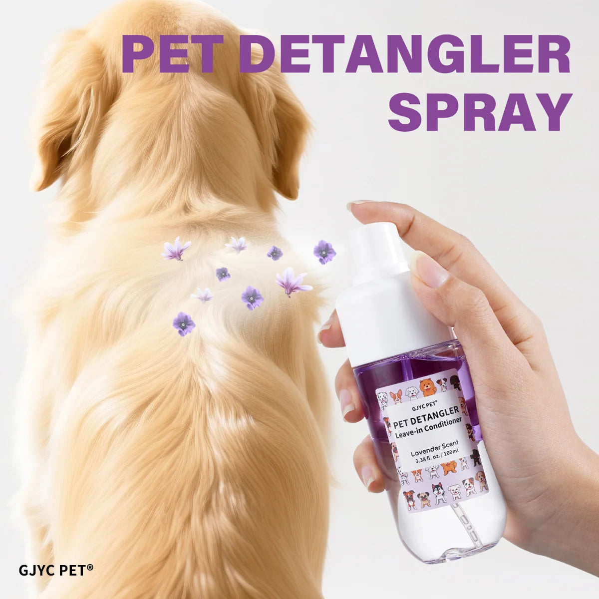Pet Hair Detangler Spray 120ml Lavender Scent Alcohol Free Detangles Smooths Softens For All Breeds Dogs Cats Daily Grooming