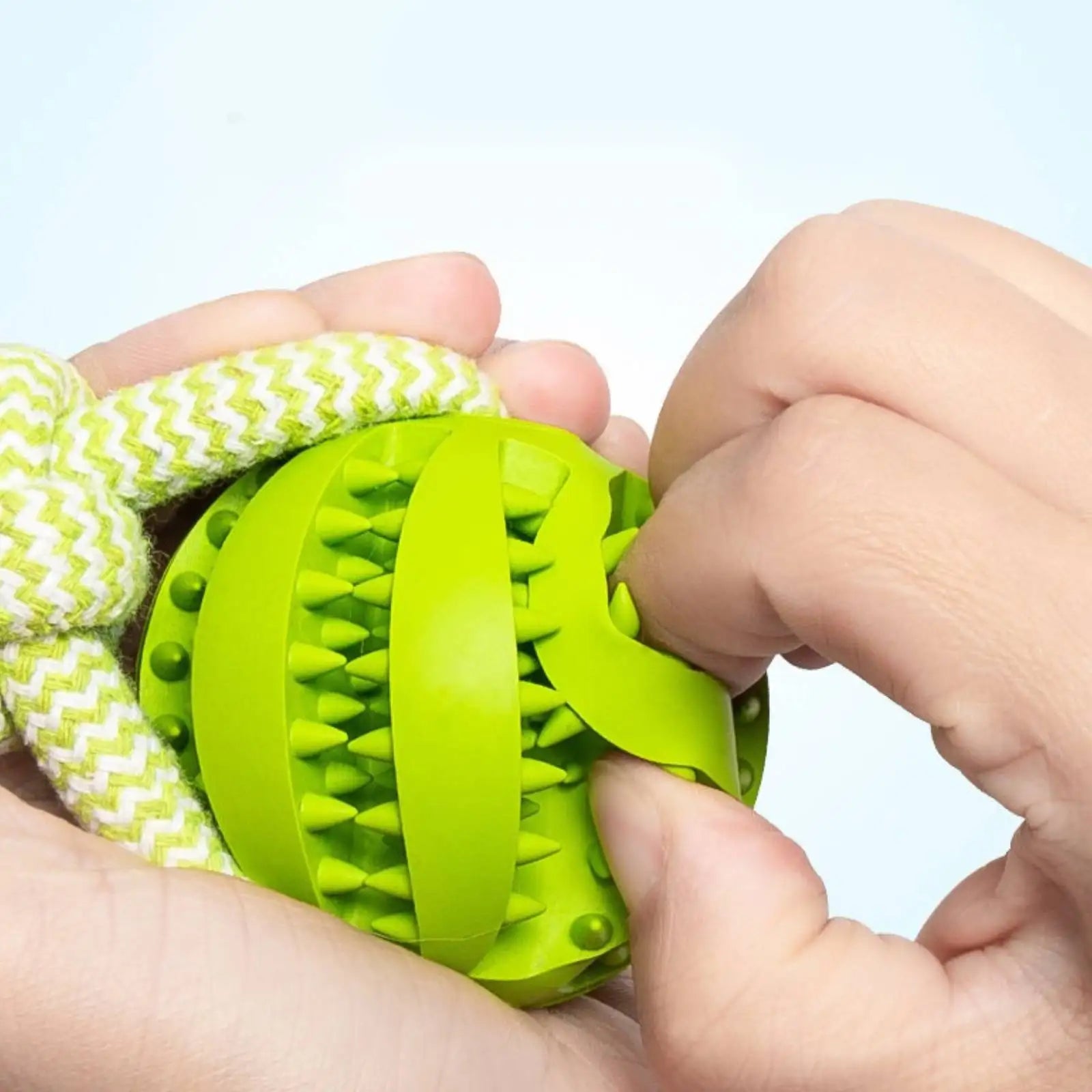 Pet Toy for Dogs, Durable Cotton Rope Hand-Held Treat-Dispensing Ball, Teeth-Cleaning and Training Interactive Puzzle Toy Ball