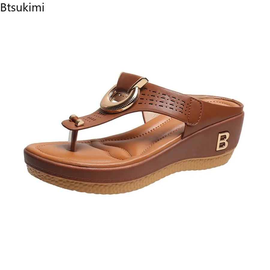 Summer Sandals Women 2026 Big Size Platform Sandals Wedges Flip Flops Shoes Comfortable Slippers Ladies Non-Slip Open Pantuflas