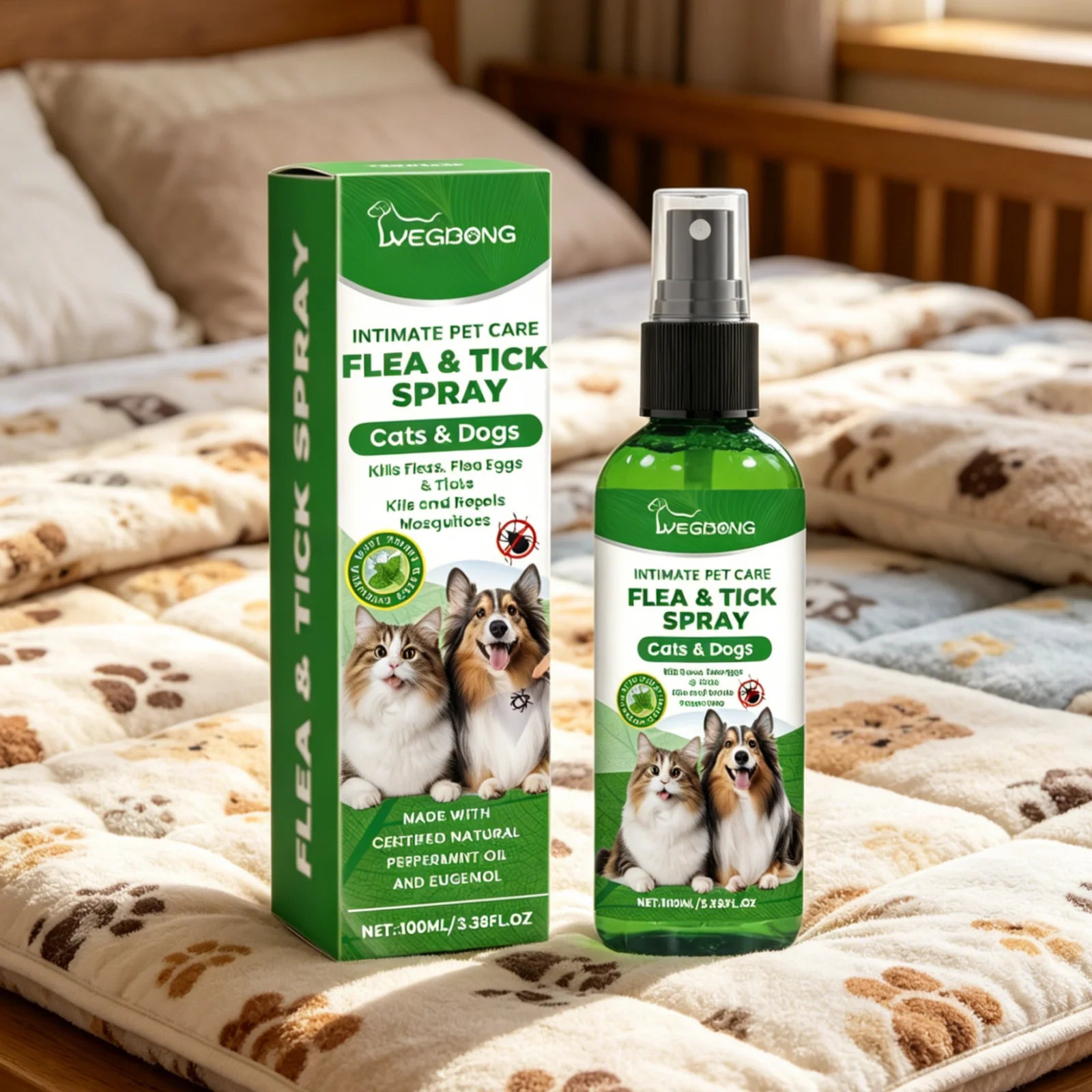 YEGBONG Flea Tick Spray Effective Insect Repellent Eliminate Odor Long Lasting Protection Gentle Ingredients Pet Flea Treatment