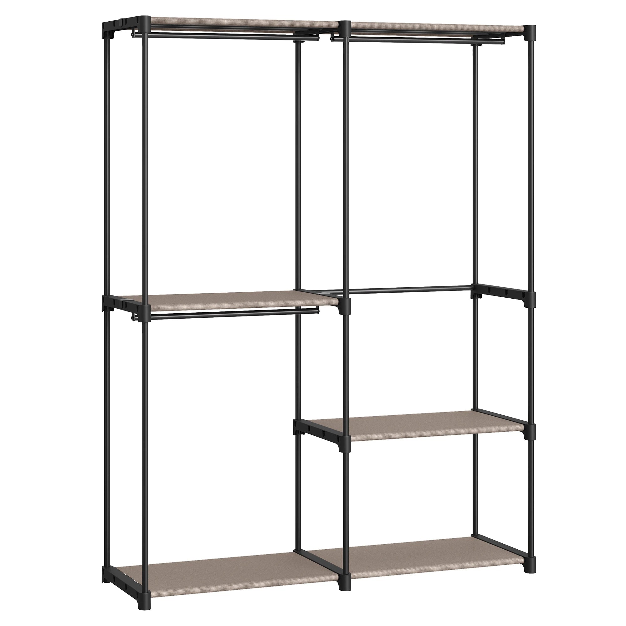 SONGMICS Clothes Wardrobe, Portable Closet, Clothes Garment Rack, 138 x 43 x 182 cm, 3 Hanging Rods and Shelves, Large Capacity