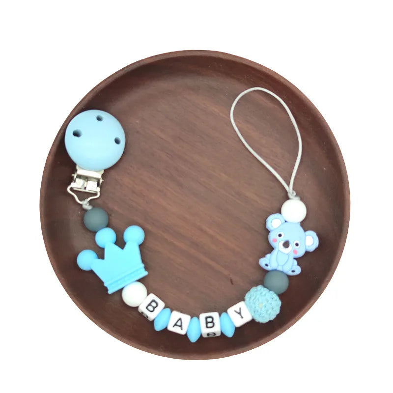Handmade Silicone Baby Wooden Dummy Pacifier Clip Safe Teething Chain Teether Pacifier Chain