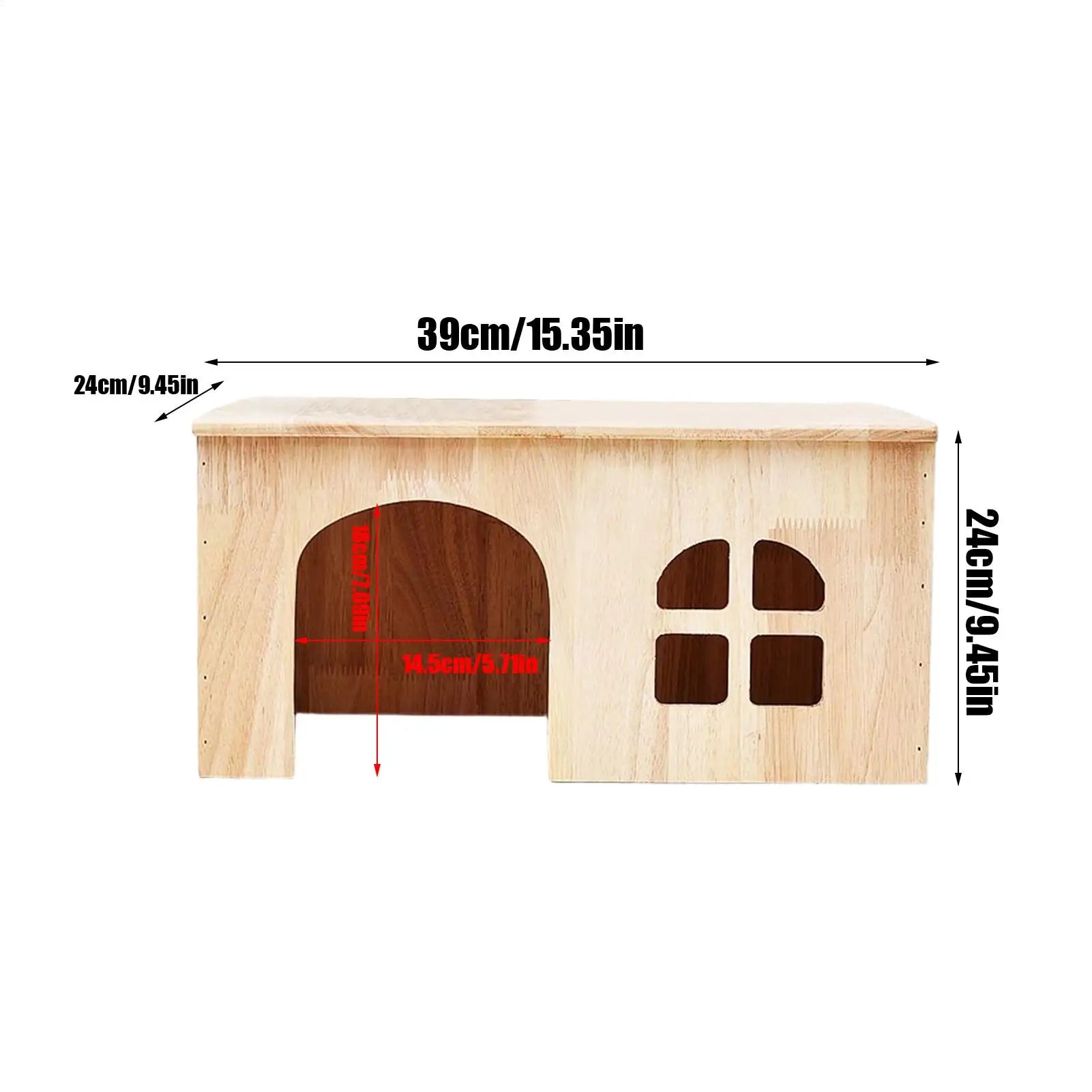 Bunny House Wooden Pet Cage Window Door Ventilated Small Animal Hut For Hamster Gerbil Chinchilla Hedgehog Ferret Resting