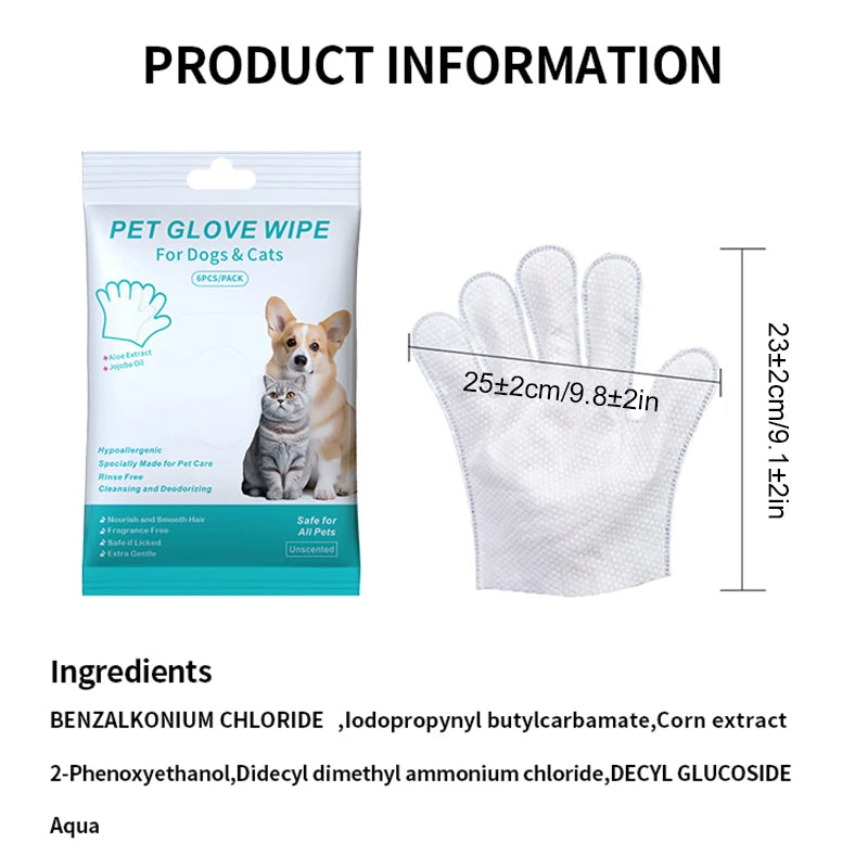 Pet Wash-Free Gloves Cat Bath Deodorant Wipes Disposable Cleaning Dry Cleaning Dog Wipes Gentle And Convenient Gloves