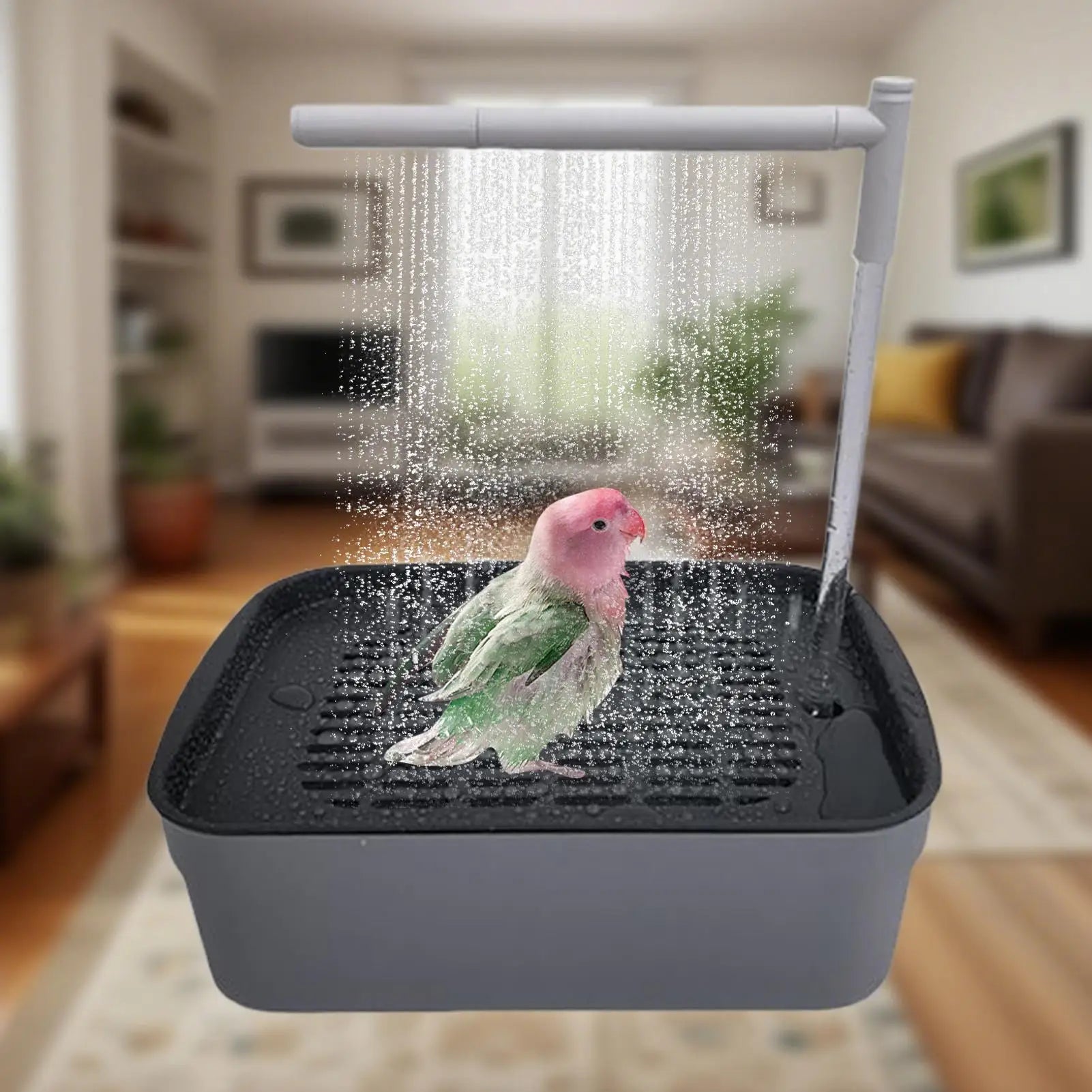 Automatic Parakeet Bird Bath Shower Parrot Shower Quiet Tub with Circulating Faucet Rechargeable Pet  Bathing Accessories