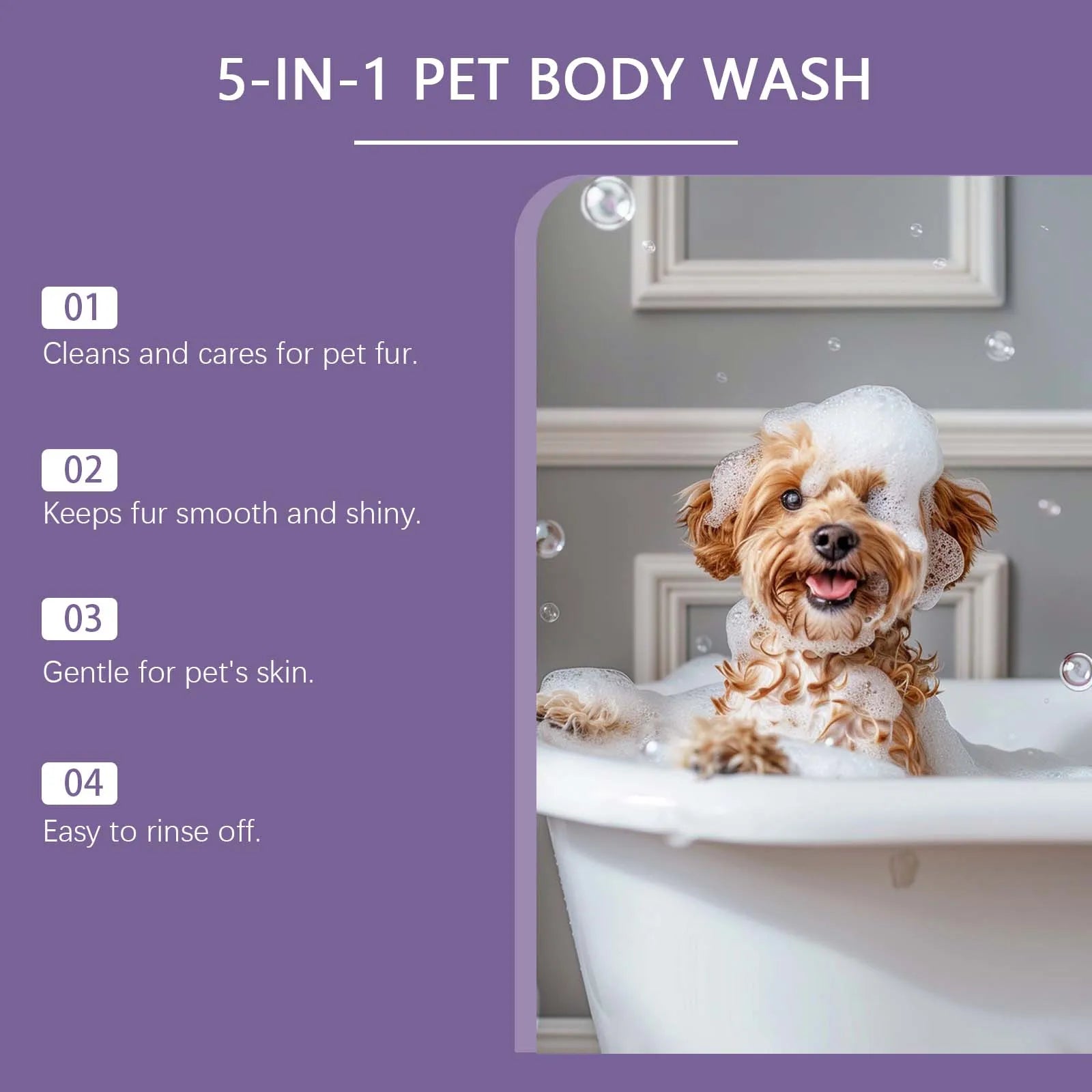 EelJoy 5-in-1 Pet Shampoo Gentle Fur Cleaning And Care Maintains Smooth Shiny Coat for Pets