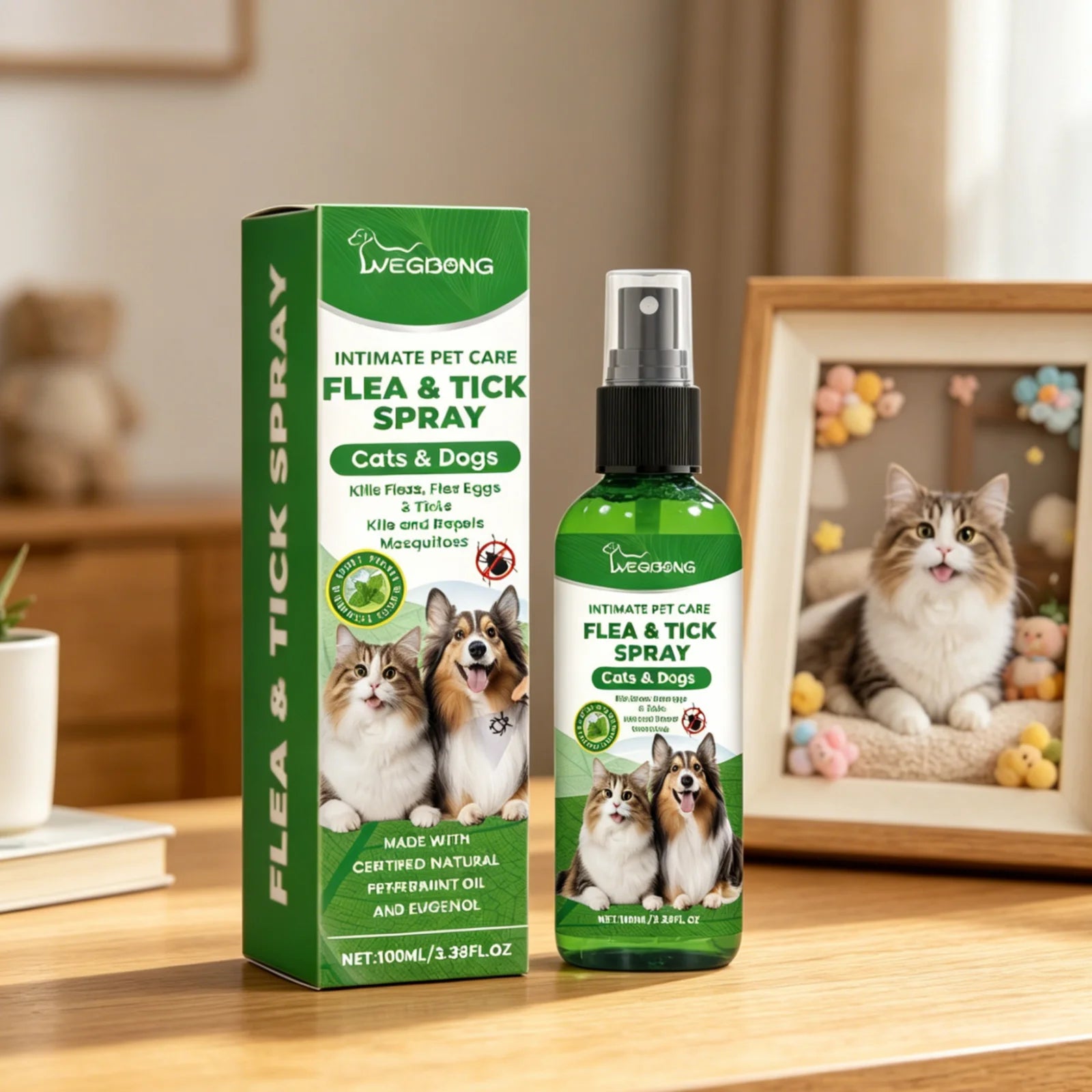 YEGBONG Flea Tick Spray Effective Insect Repellent Eliminate Odor Long Lasting Protection Gentle Ingredients Pet Flea Treatment