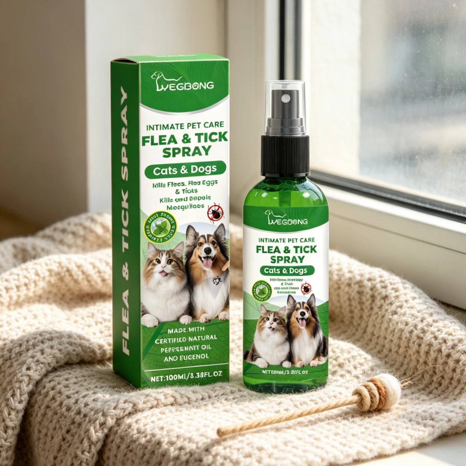 YEGBONG Flea Tick Spray Effective Insect Repellent Eliminate Odor Long Lasting Protection Gentle Ingredients Pet Flea Treatment