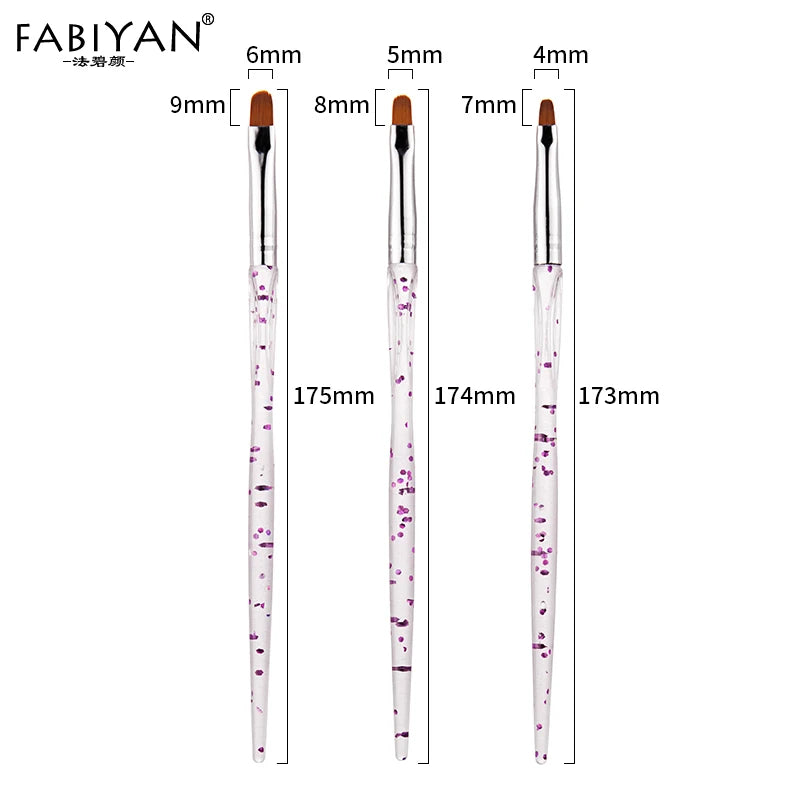 3/7Pcs Professional Manicure UV Gel Brush Pen Transparent Acrylic Nail Art Painting Drawing Brush Phototherapy Tools