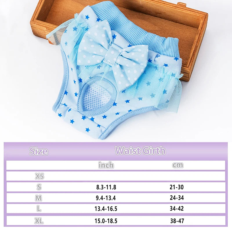 Pet Physiological Pants Reusable Cotton Puppy Bowknot Diaper Pet Sanitary Panties Female Pet Underwear Clothing Washable