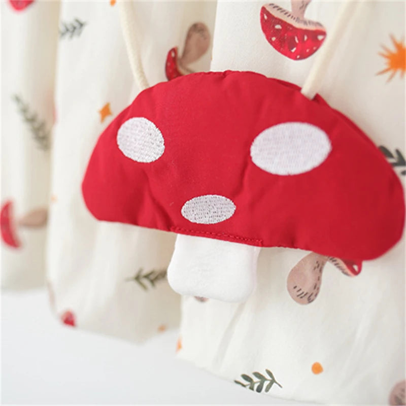 2Pcs/set Summer Sleeveless Children Clothes Lovely Red Mushroom Girl Kid Dresses Baby Newborn Petal Collar Kid Toddler Costume