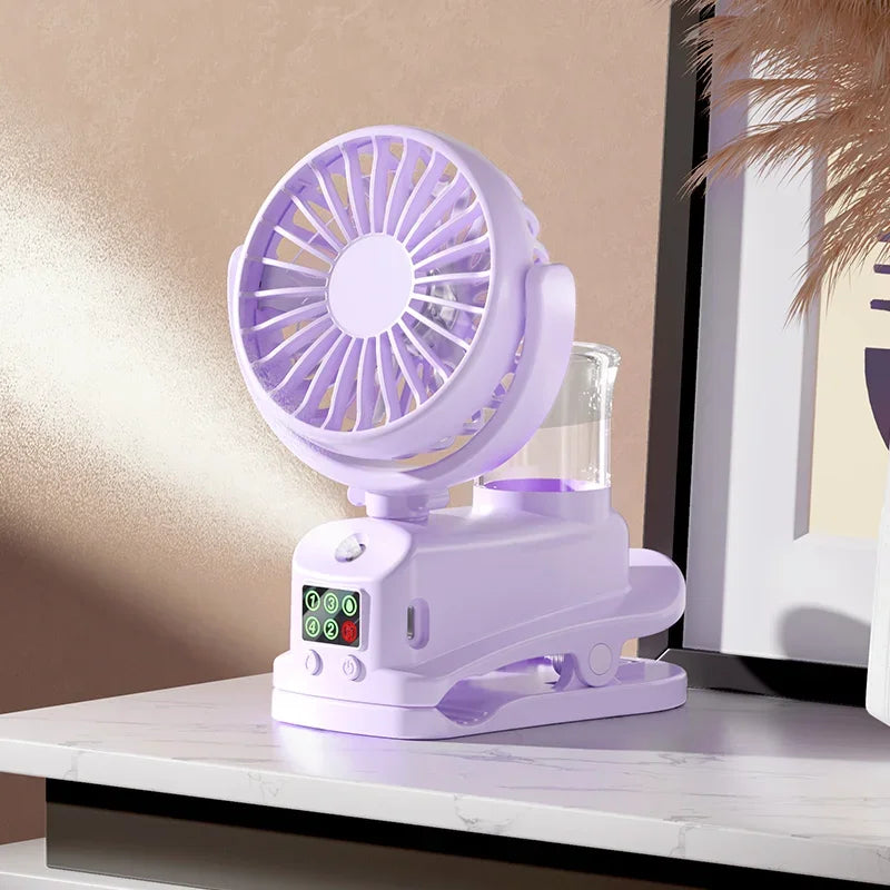 New Mini Fan Refrigerating Clip Spray Fan Rechargeable Office Dormitory Outdoor Multi-Functional Desktop Clip Fan Moisturizing