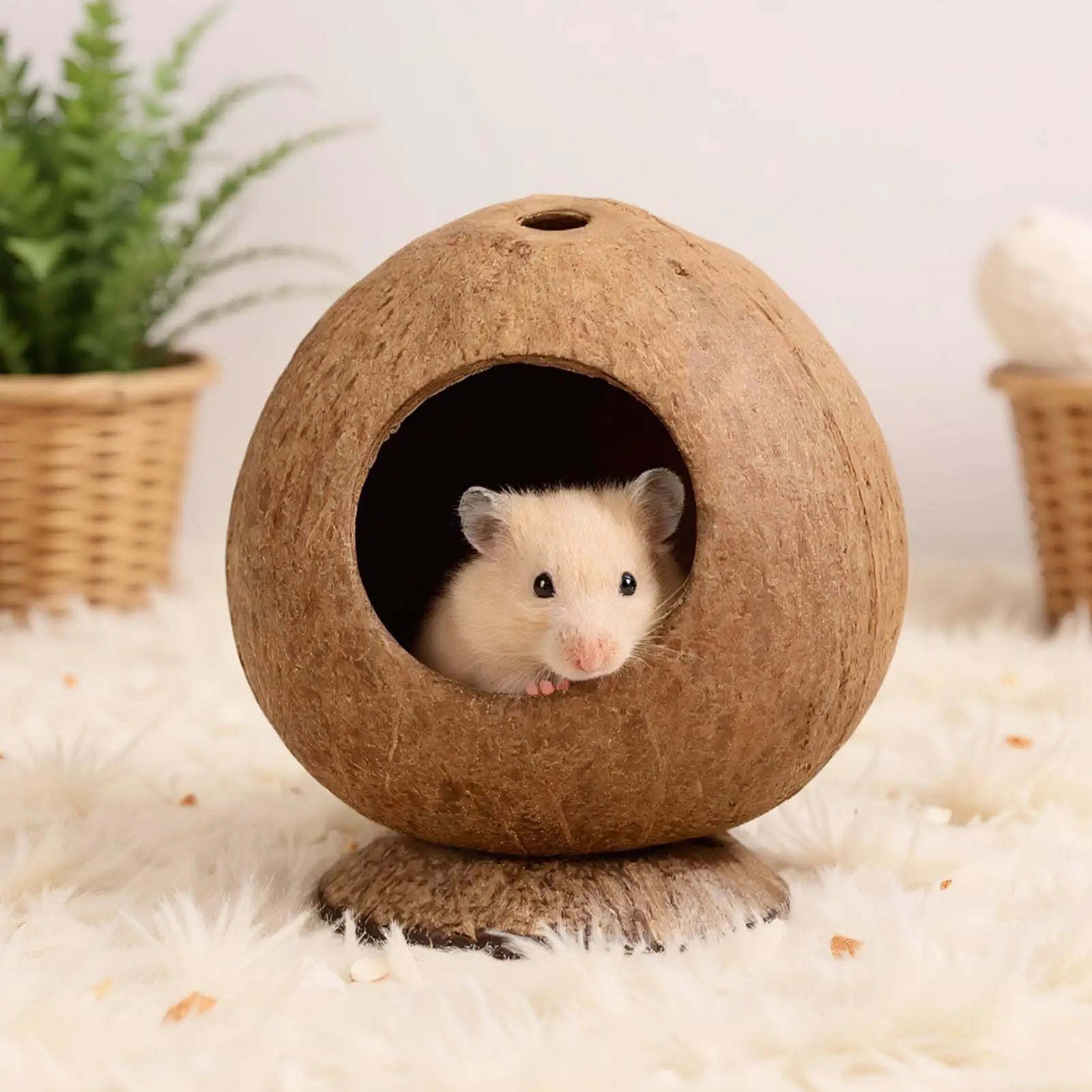 Hamster House Small Pet Nest Shelter Warm Chewing Teeth Coconut Shell Hamster Nest Pet House for Golden Bear Dutch Rat Squirrel