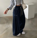 Casual Versatile Commute Wide Leg Pants Elastic Waist Design Sensation Loose Fit Long Pants Polyester Fiber Ladies Pants