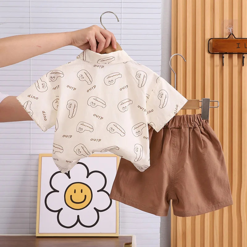 New Summer Baby Boys Clothes Children Cartoon Crocodile Tie T Shirt Shorts 2Pcs/Sets Toddler Fashion Costume Kids Tracksuits