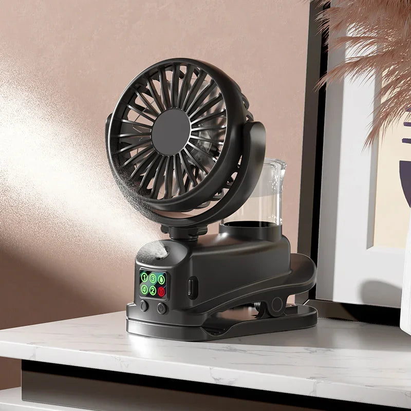 New Mini Fan Refrigerating Clip Spray Fan Rechargeable Office Dormitory Outdoor Multi-Functional Desktop Clip Fan Moisturizing