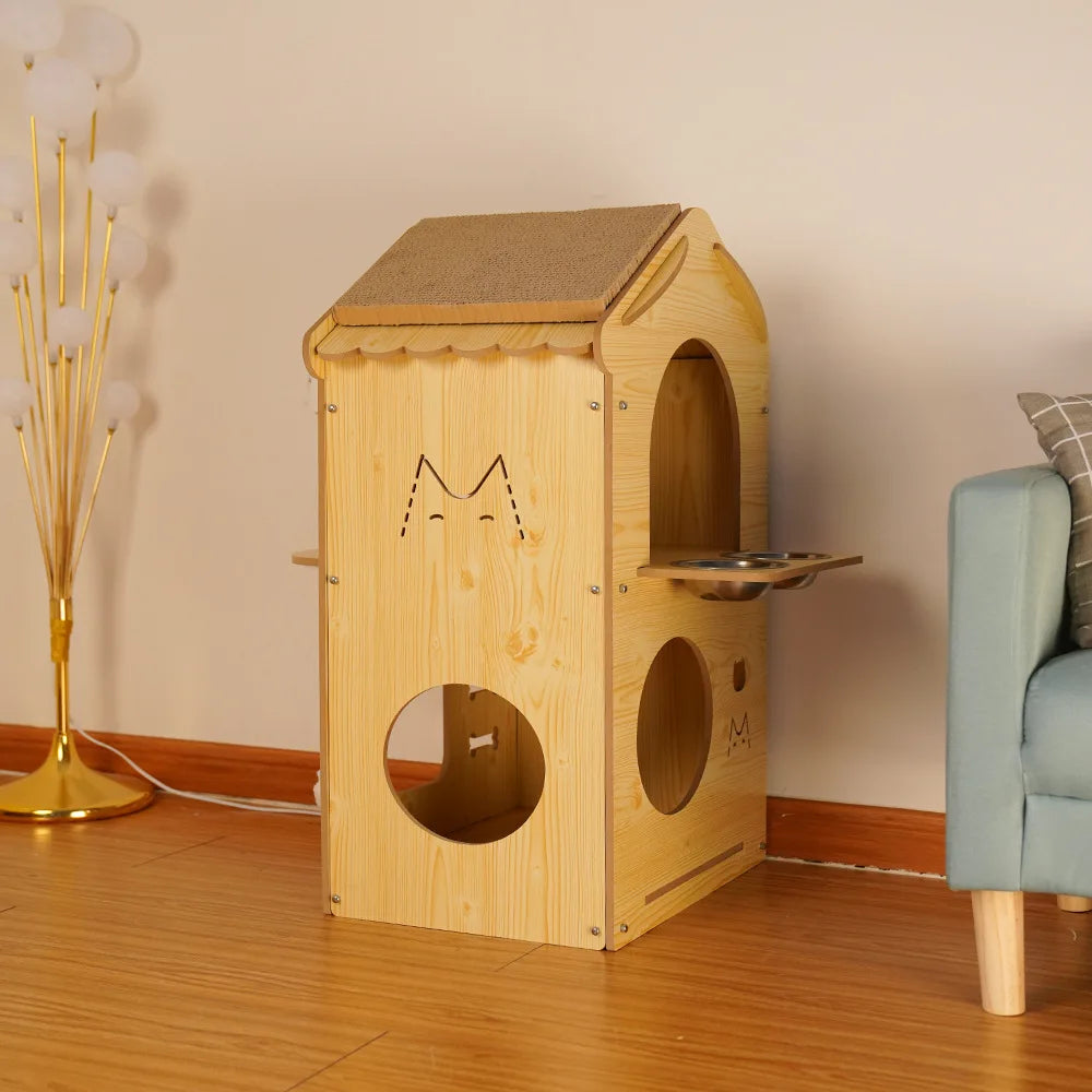 Pet Villa Wooden House Bedroom Home Wooden Splicing Assembly Cat and Dog Universal Villa House Indoor Pet Items