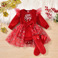 Baby Girl Christmas Costumes Plush Velvet Red Santa Claus Bodysuit Dresses For Newborns With Hat My First New Year Baby Clothes