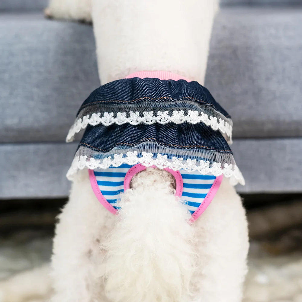 Pet Physiological Pants Reusable Cotton Puppy Bowknot Diaper Pet Sanitary Panties Female Pet Underwear Clothing Washable